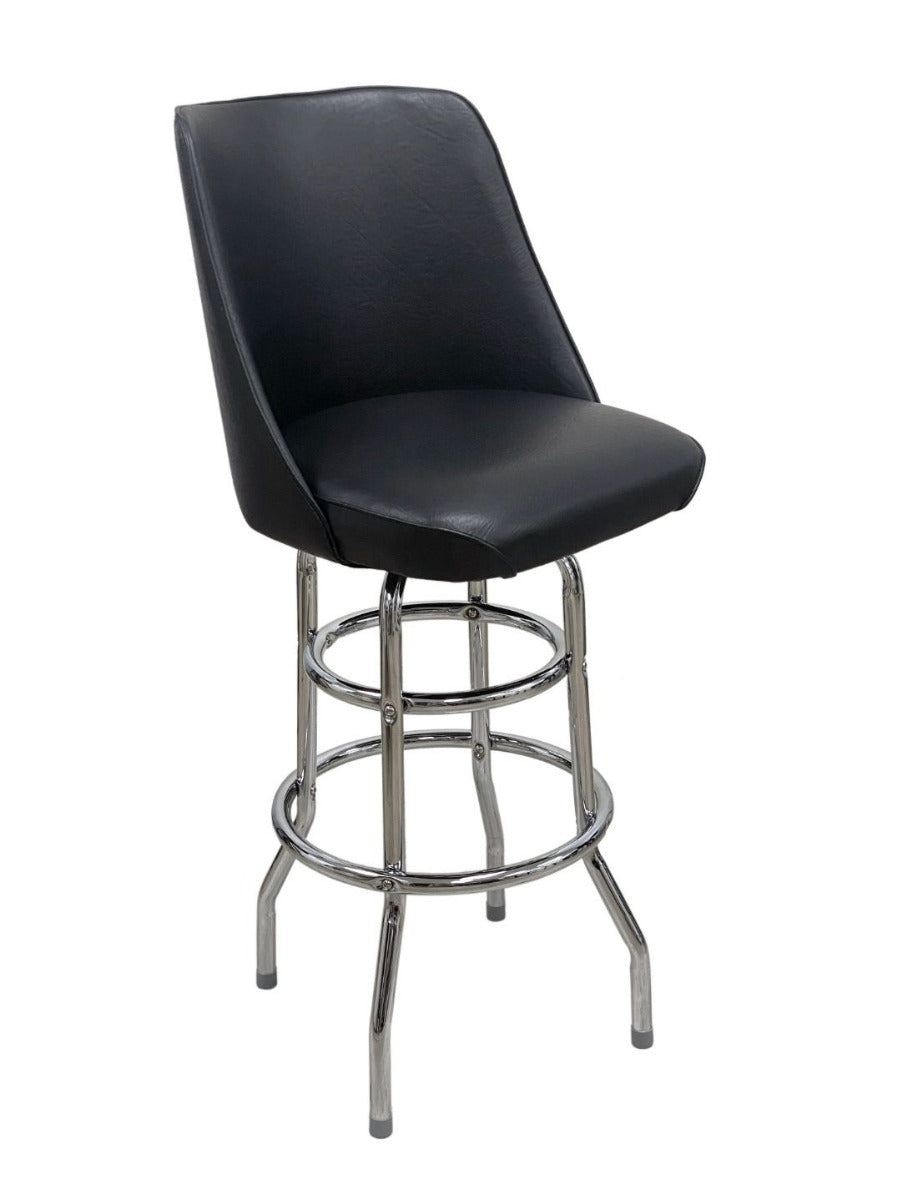 AAA Furniture Wholesale DRB/BUCKET Bucket Seat Bar Stool with Double Footring 43"OAH - Black Vinyl