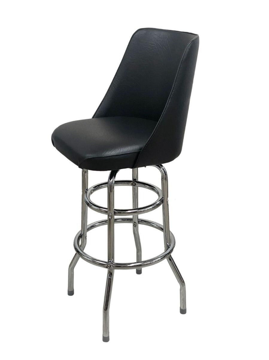AAA Furniture Wholesale DRB/BUCKET Bucket Seat Bar Stool with Double Footring 43"OAH - Black Vinyl