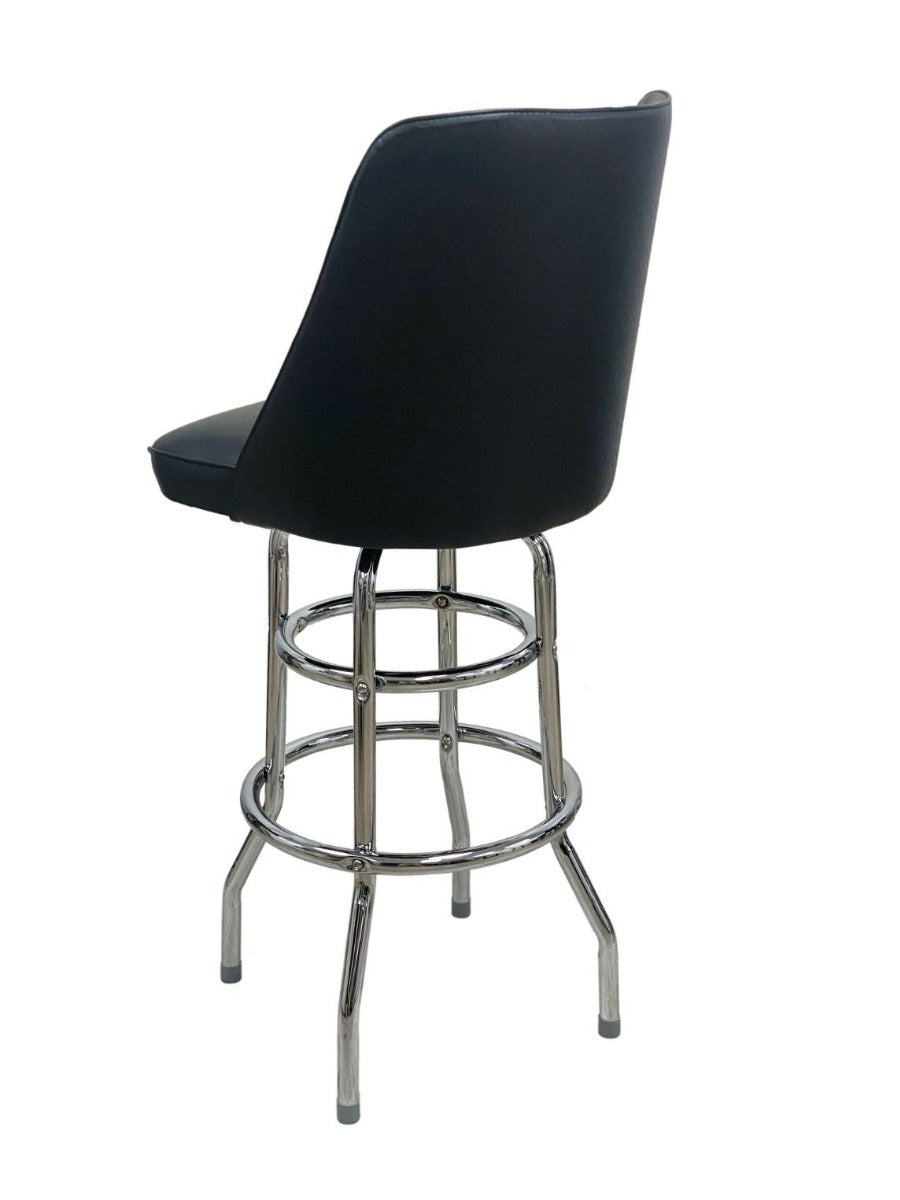 AAA Furniture Wholesale DRB/BUCKET Bucket Seat Bar Stool with Double Footring 43"OAH - Black Vinyl