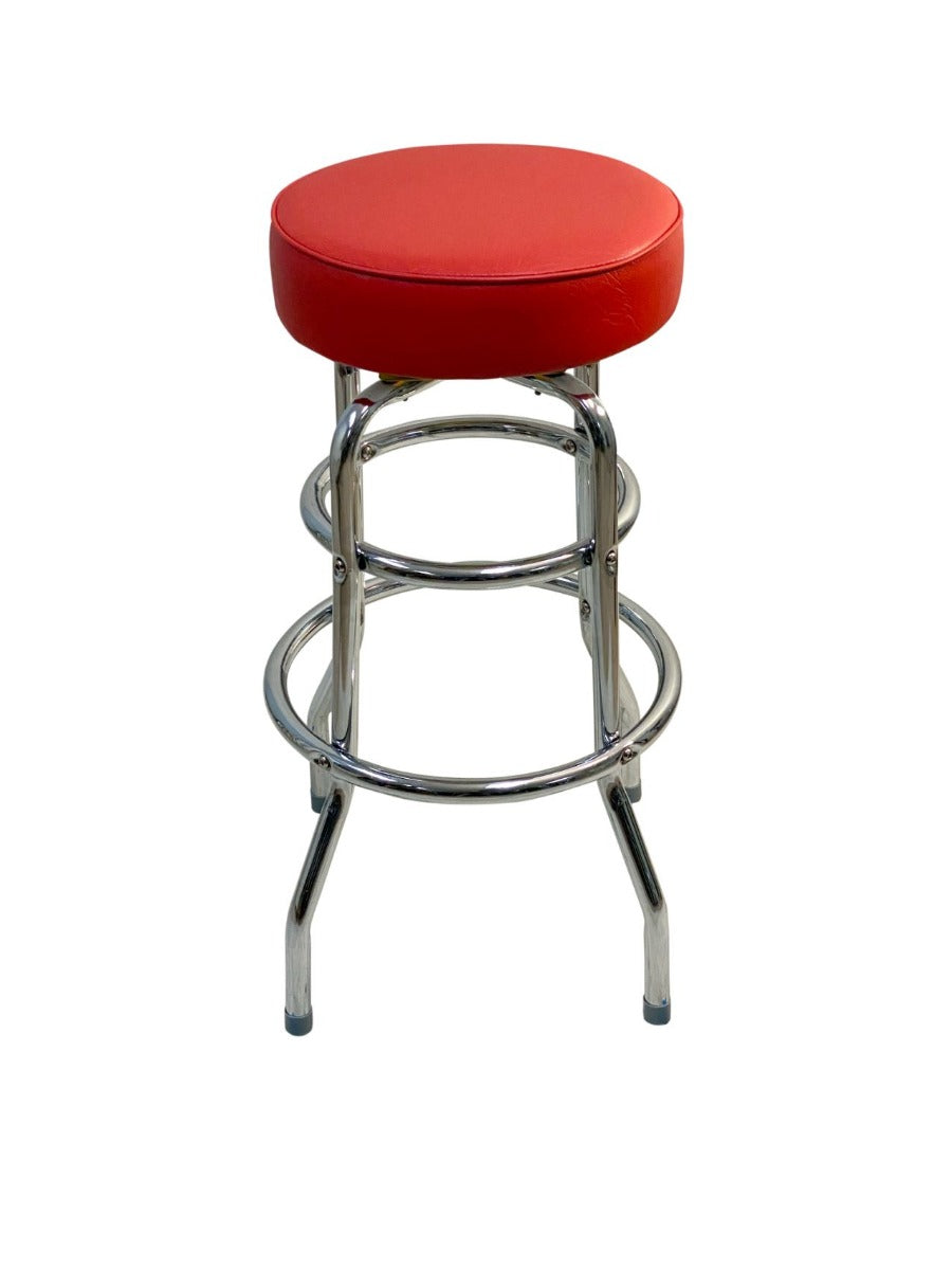 AAA Furniture Wholesale DRB/BUTTON/BLK Swivel Backless Button Bar Stool with Double Footring 29"H - Black Vinyl