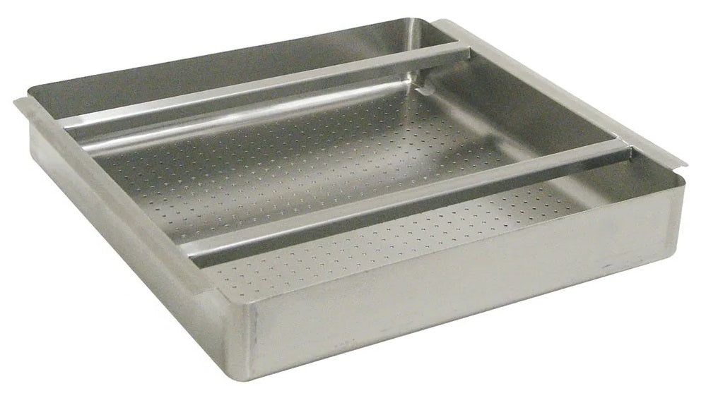 Advance Tabco DTA-100-EC-X Special Value Perforated Pre-Rinse Sink Basket with Welded Slide Bar 19-1/2"W x 19-1/2"D x 4" deep - For Fabricated Sink Bowls