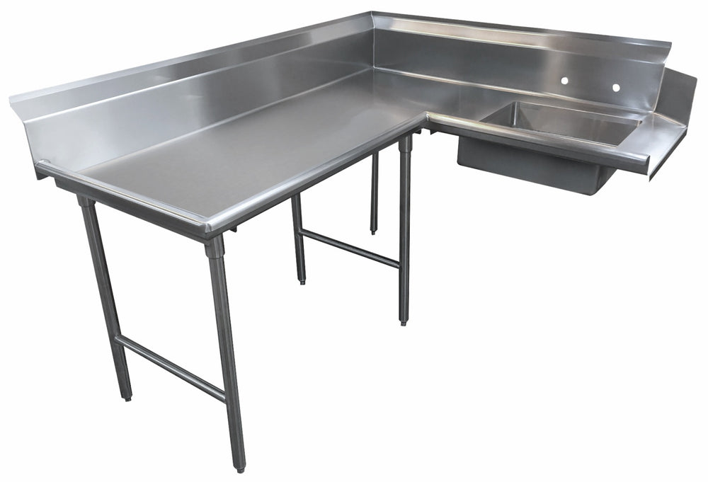 Advance Tabco DTS-K30-48L Spec-Line Stainless Steel Korner L-Shape Soil Dishtable with Pre-Rinse Sink 47" - Left-to-Right