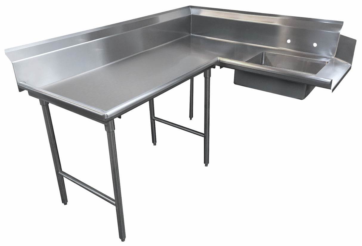 Advance Tabco DTS-K30-48L Spec-Line Stainless Steel Korner L-Shape Soil Dishtable with Pre-Rinse Sink 47" - Left-to-Right