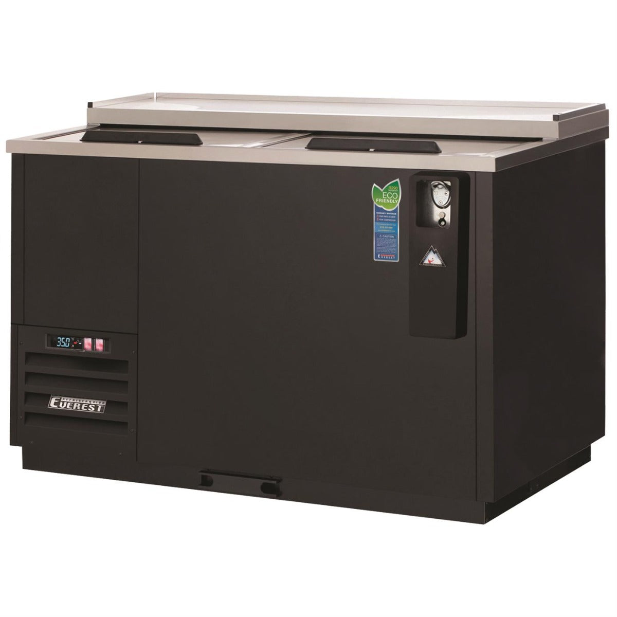 Everest Refrigeration EBC50 Black 2 Solid Slide Lid Horizontal Bottle Cooler 50" - 115V