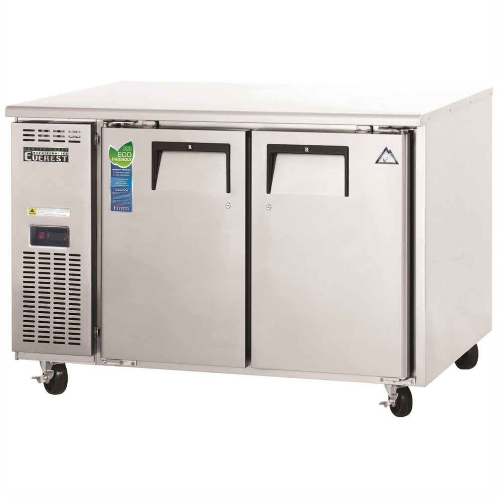 Everest Refrigeration ETR2 2-Section 2 Solid Door Side Mount Undercounter Refrigerator 48" - 115V