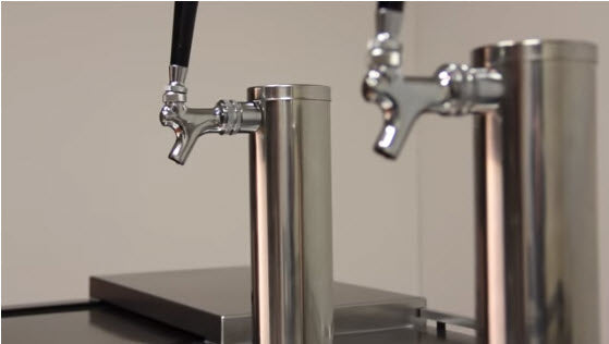 True TDD-2-HC 2 Solid Swing Door Refrigerated Direct Draw Beer Dispenser with 2 Taps - Holds 2 Half Barrels 59" - 115v