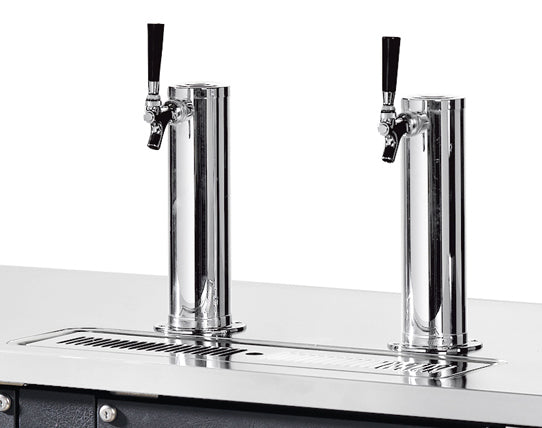 True TDD-3-HC 2 Solid Swing Door Refrigerated Direct Draw Beer Dispenser with 2 Taps - Holds 3 Half Barrels 69" - 115v