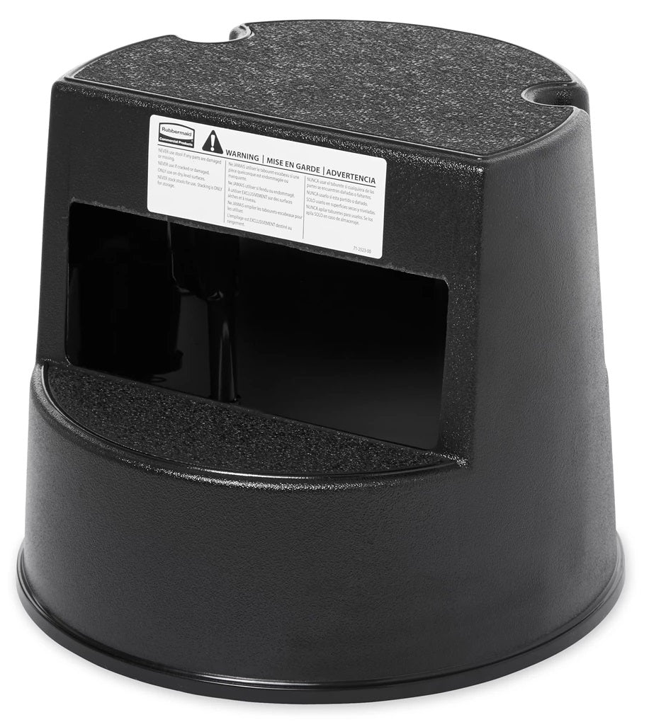 Rubbermaid FG252300BLA Plastic 2-Step Stepstool - 350 lb. Capacity -  Black