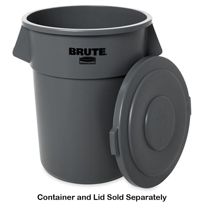 Rubbermaid FG265400GRAY BRUTE Self-Draining Round Flat Lid for use with 55-Gallon Container - Gray