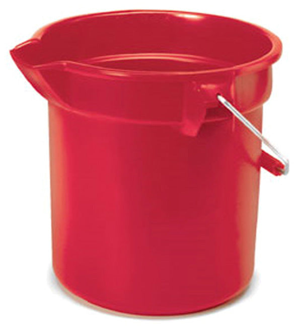 Rubbermaid FG296300RED BRUTE Plastic Round Bucket with Molded-In Graduations 10-1/2" dia. X 10-1/4"H - 10 Qt. - Red