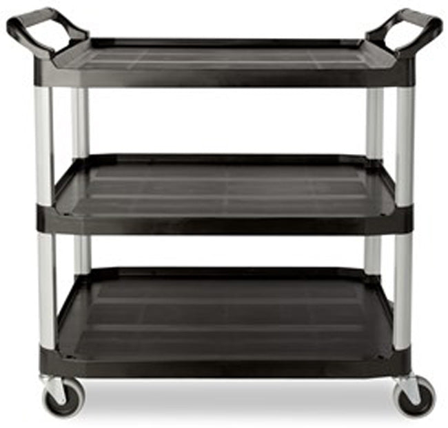 Rubbermaid FG409100BLA Xtra 3 Shelf Utility Cart / Bus Cart 40" x 20" x 37"H - Black - 300 lb. Capacity