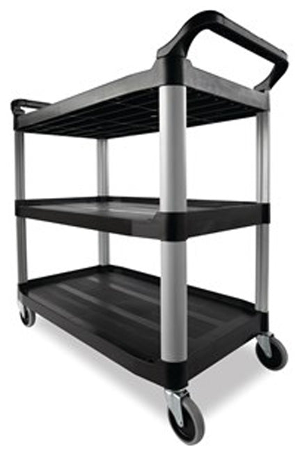 Rubbermaid FG409100BLA Xtra 3 Shelf Utility Cart / Bus Cart 40" x 20" x 37"H - Black - 300 lb. Capacity