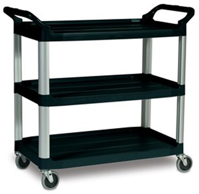 Rubbermaid FG409100BLA Xtra 3 Shelf Utility Cart / Bus Cart 40" x 20" x 37"H - Black - 300 lb. Capacity
