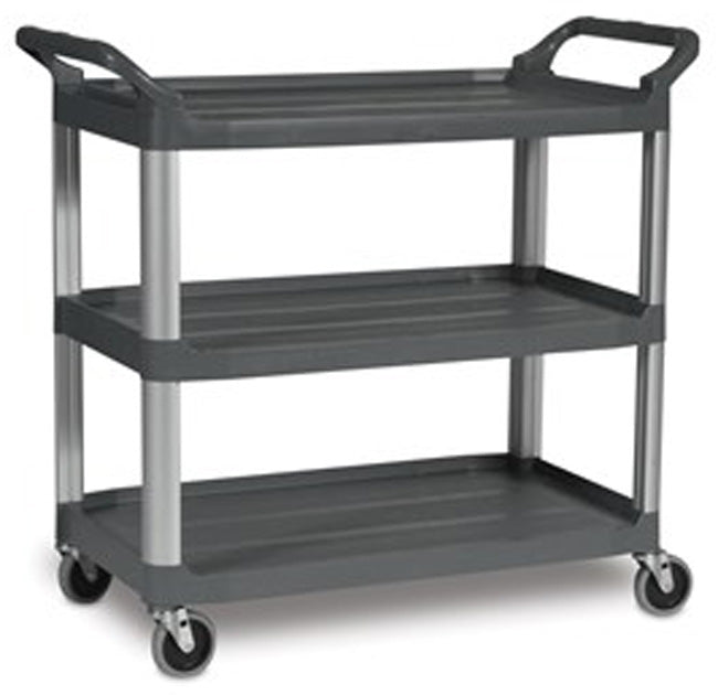 Rubbermaid FG409100GRAY Xtra 3 Shelf Utility Cart / Bus Cart 40" x 20" x 37"H - Gray - 300 lb. Capacity