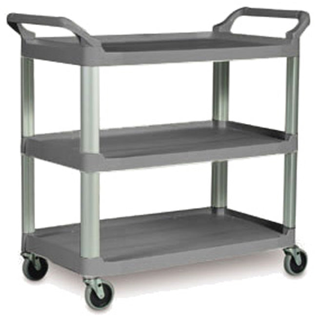 Rubbermaid FG409100GRAY Xtra 3 Shelf Utility Cart / Bus Cart 40" x 20" x 37"H - Gray - 300 lb. Capacity