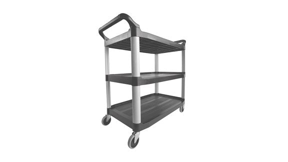 Rubbermaid FG409100GRAY Xtra 3 Shelf Utility Cart / Bus Cart 40" x 20" x 37"H - Gray - 300 lb. Capacity