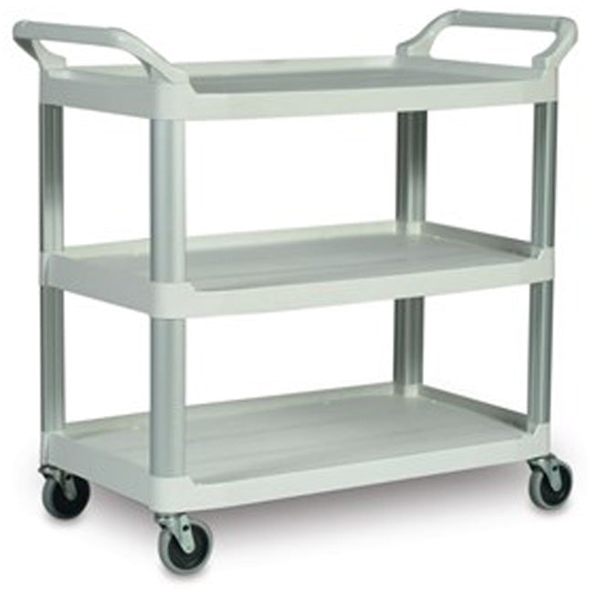 Rubbermaid FG409100OWHT Xtra 3 Shelf Utility Cart / Bus Cart 40" x 20" x 37"H - White - 300 lb. Capacity