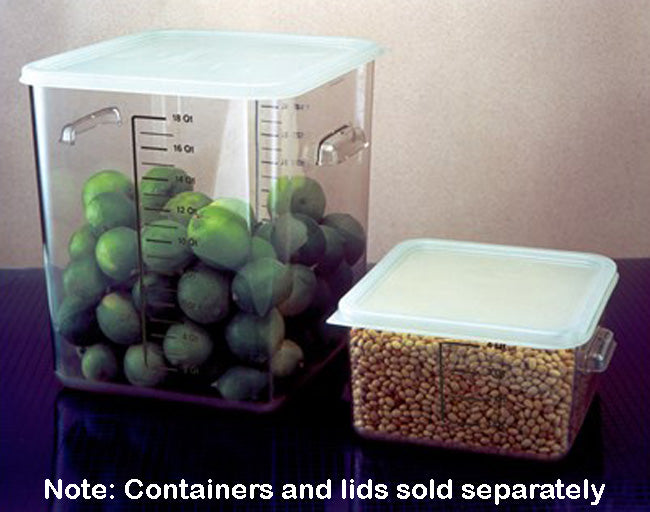 Rubbermaid FG630400CLR Space Saving Plastic Square Food Storage Container with Liter and Qt. Gradations 4 Qt - Clear