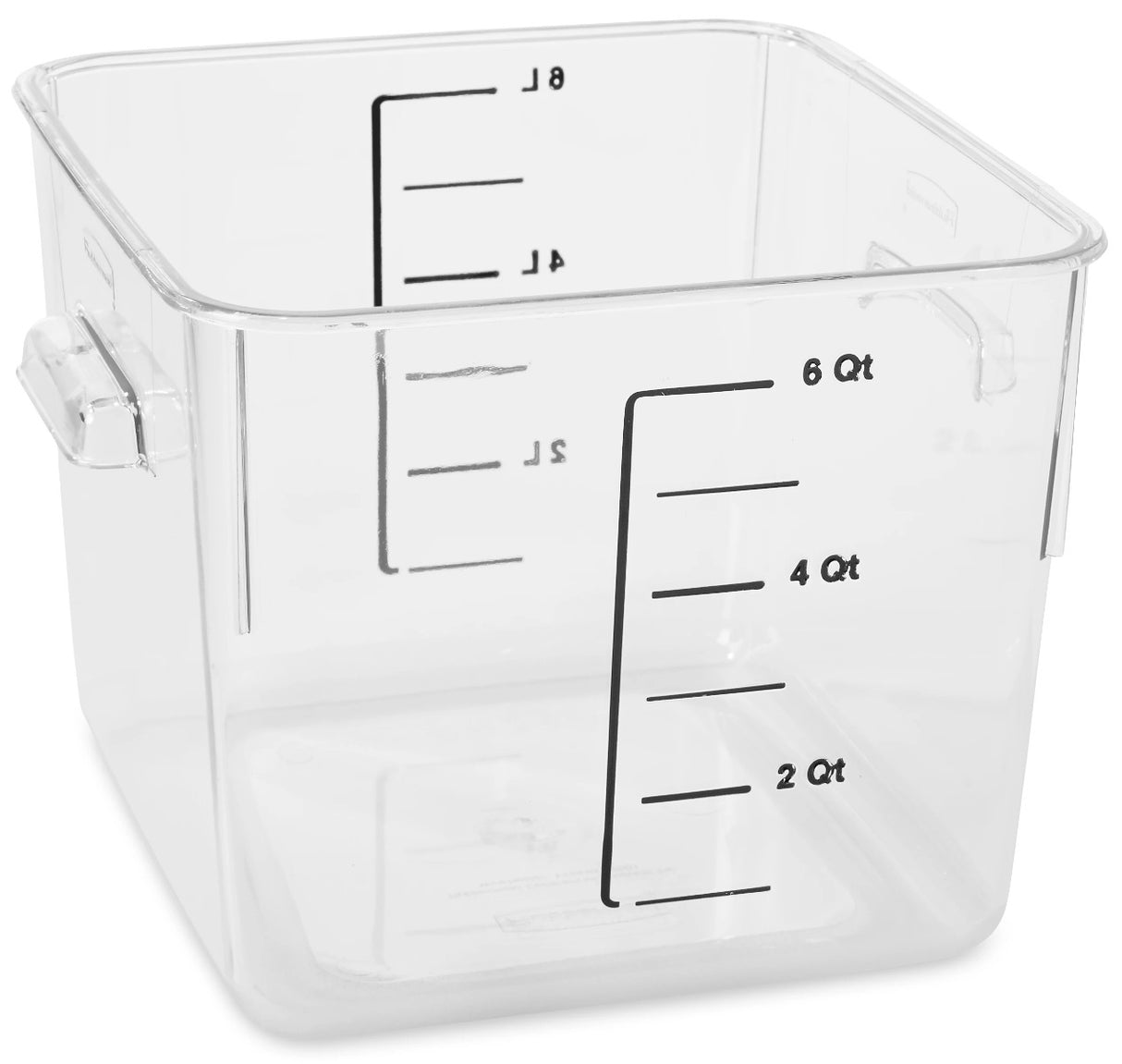 Rubbermaid FG630600CLR Space Saving Polycarbonate Square Food Storage Container 6 Qt. - Clear