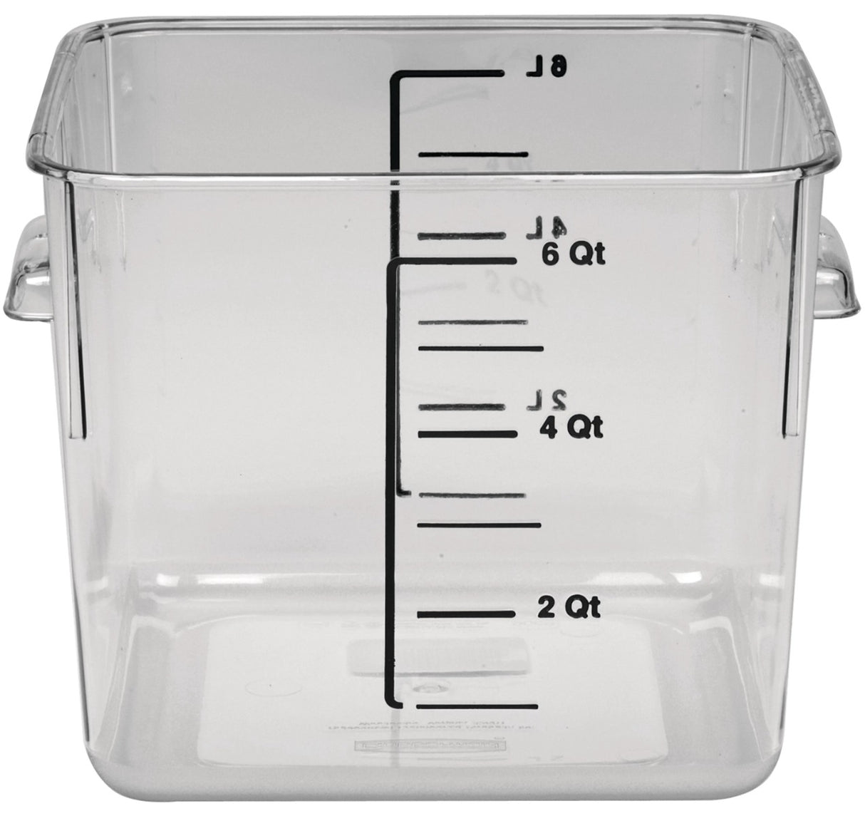 Rubbermaid FG630600CLR Space Saving Polycarbonate Square Food Storage Container 6 Qt. - Clear