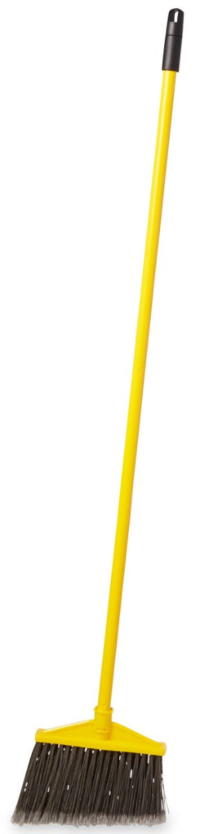 Rubbermaid FG637500GRAY Angled Broom with Gray Flagged Bristles and Vinyl Coated Metal Handle 56"