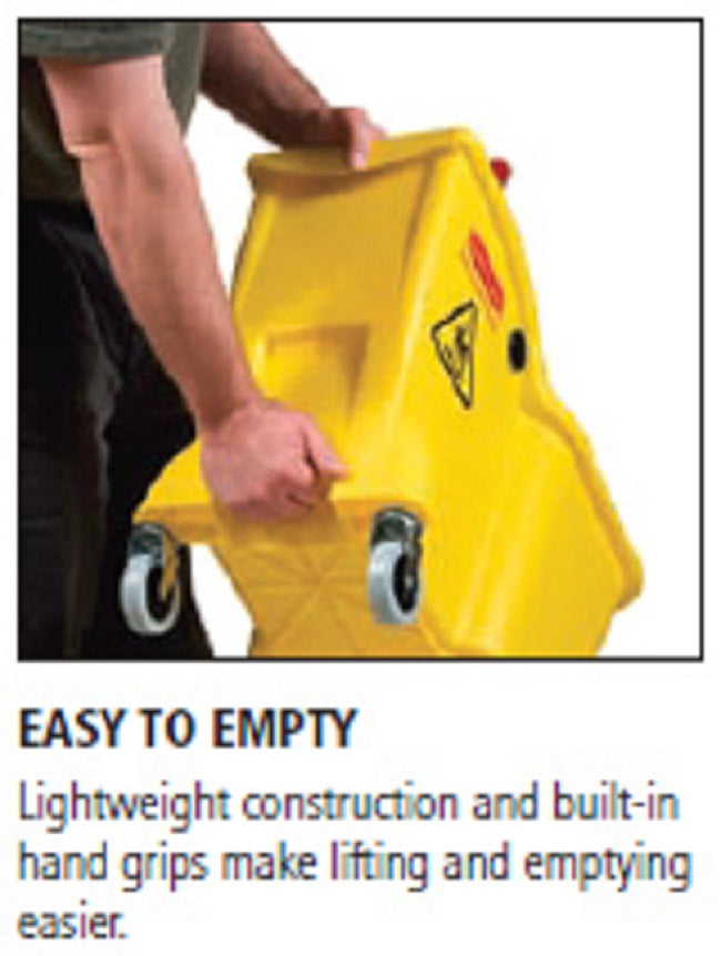 Rubbermaid FG738000YEL Tandem One-Piece Mop Bucket & Wringer Combo 31 Qt. - Yellow