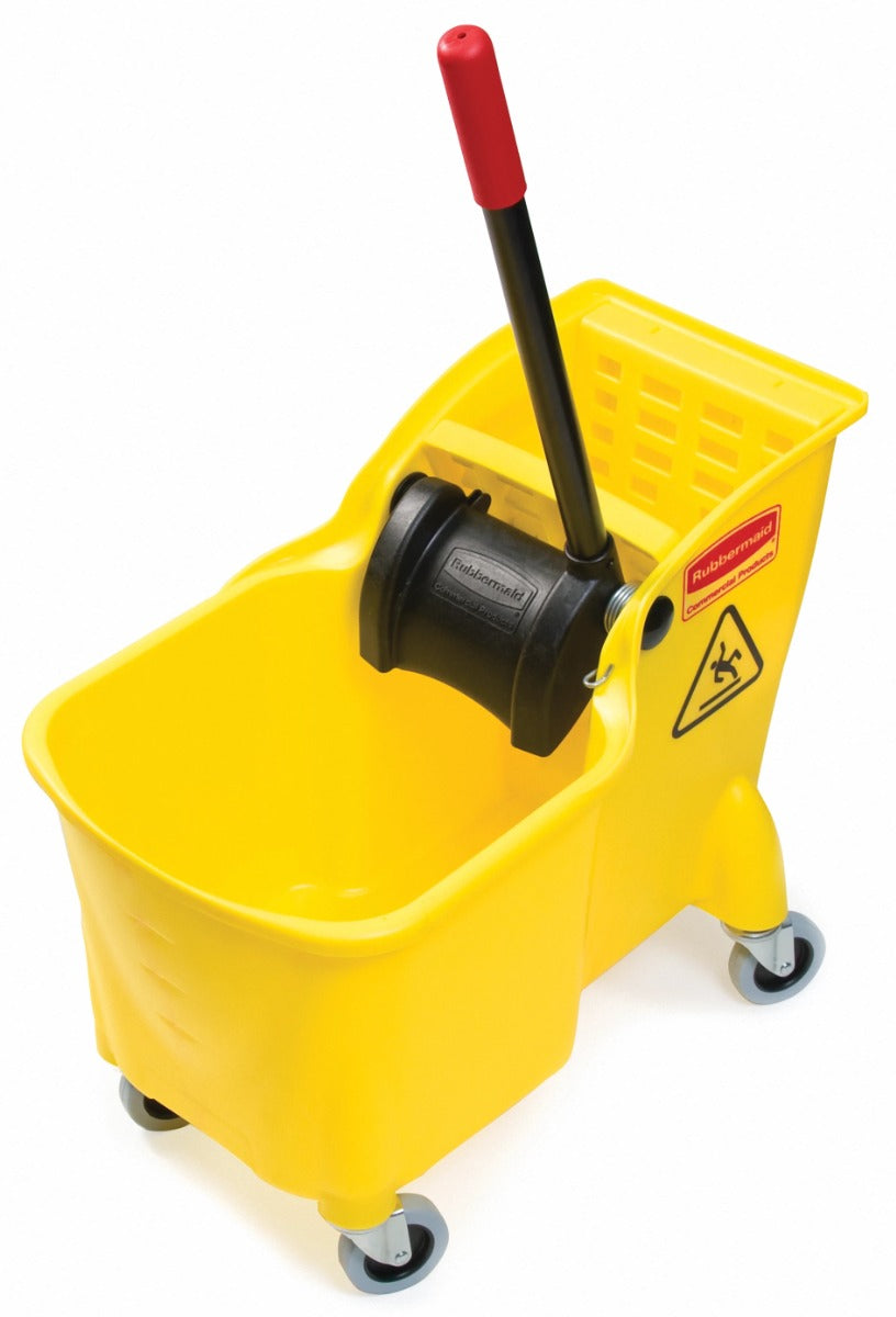 Rubbermaid FG738000YEL Tandem One-Piece Mop Bucket & Wringer Combo 31 Qt. - Yellow
