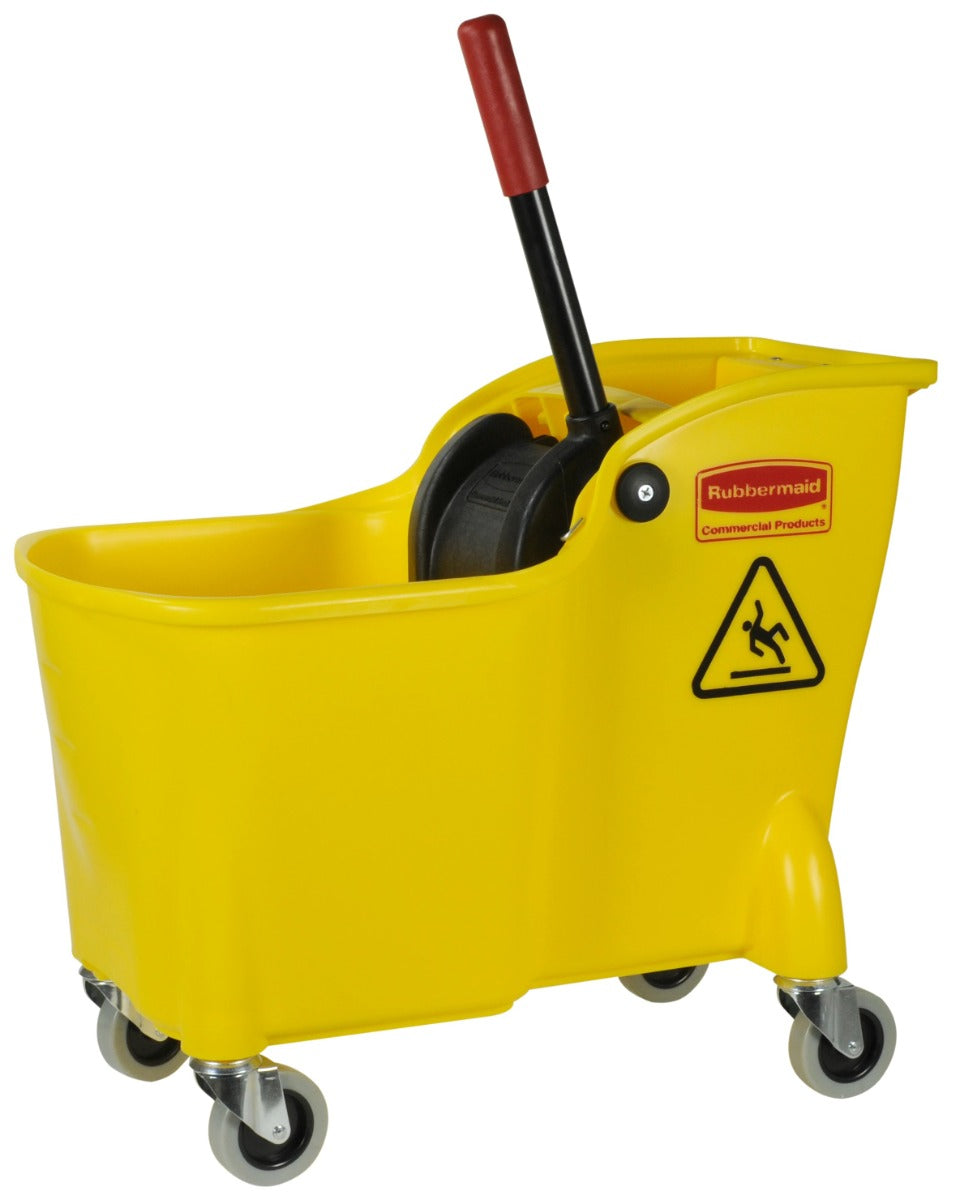 Rubbermaid FG738000YEL Tandem One-Piece Mop Bucket & Wringer Combo 31 Qt. - Yellow