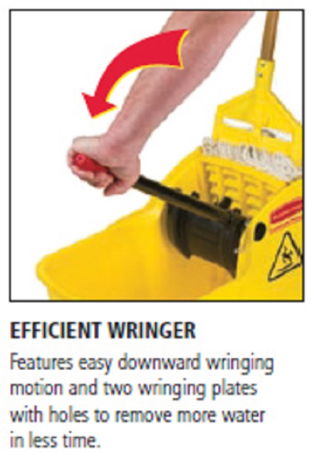 Rubbermaid FG738000YEL Tandem One-Piece Mop Bucket & Wringer Combo 31 Qt. - Yellow