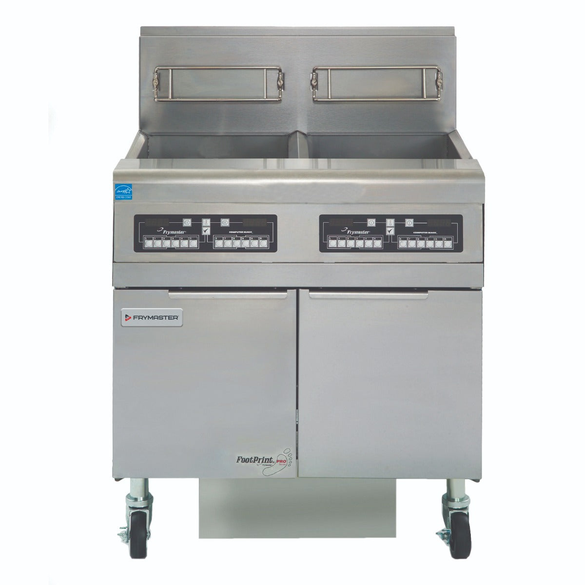 Frymaster FPPH255 H55-Series High-Efficiency Two Bank Natural Gas Floor Fryer with Built-In Filtration 31-3/8" - Holds (2) 50 lbs - 160,000 BTU