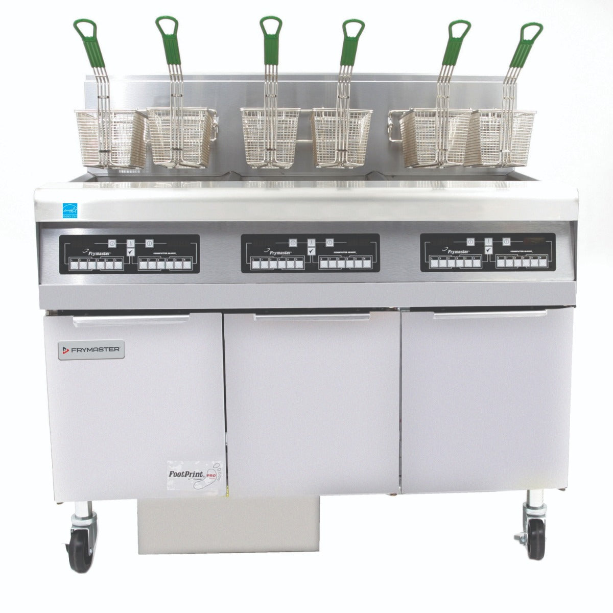 Frymaster FPPH355 H55-Series High-Efficiency Three Bank Natural Gas Floor Fryer with Built-In Filtration 47" - Holds (3) 50 lbs - 240,000 BTU