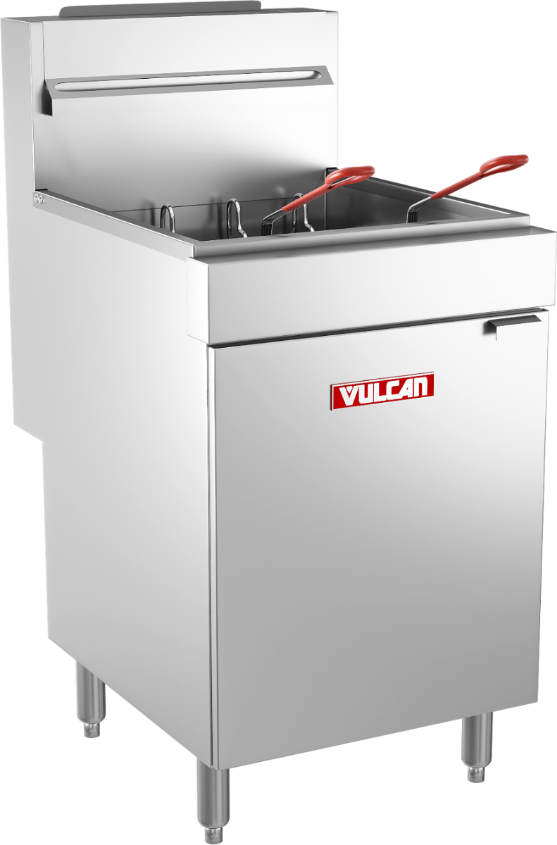 Vulcan LG500 Floor Model One Bank Natural Gas Fryer with Millivolt Thermostatic Controls 15-1/2" - Holds 65 to 70 lb. - 150,000 BTU