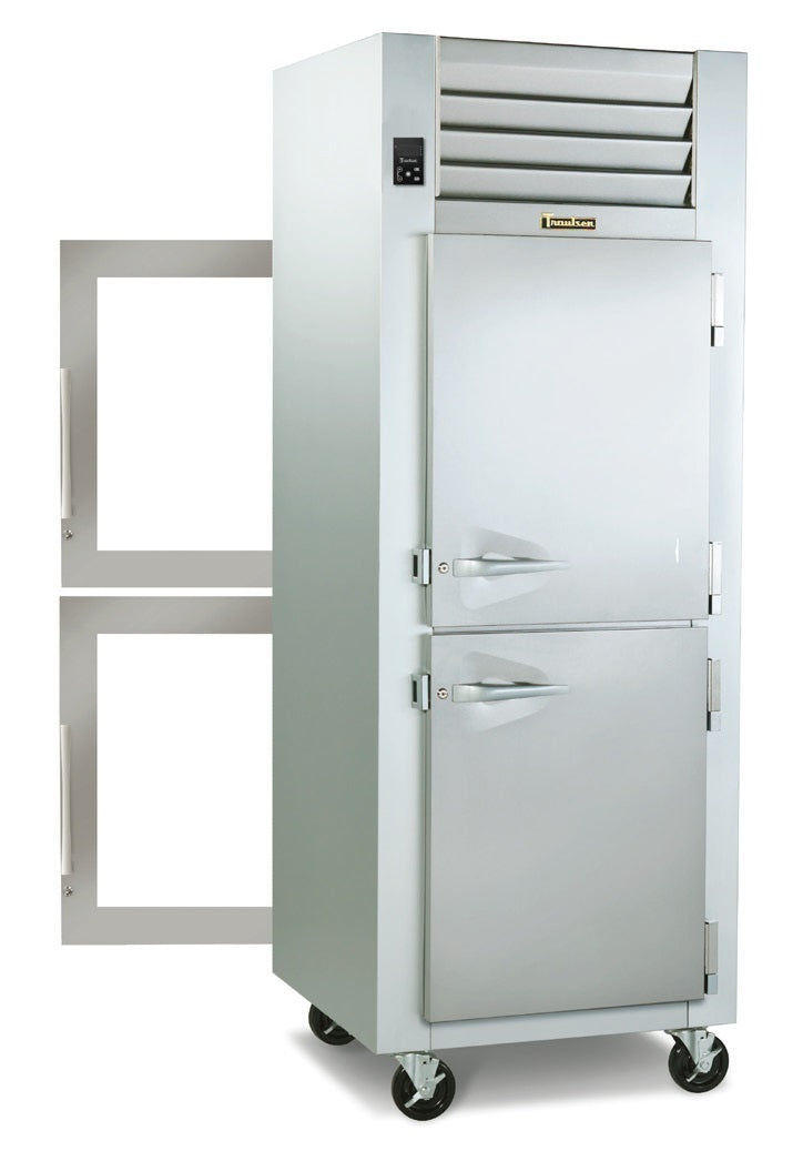 Traulsen G17003P 1-Section Right Hinged 2 Glass Half Door Front / Left Hinged 2 Solid Half Door Rear Pass-Thru Refrigerator 30" - 25.03 cu. ft. - 115v