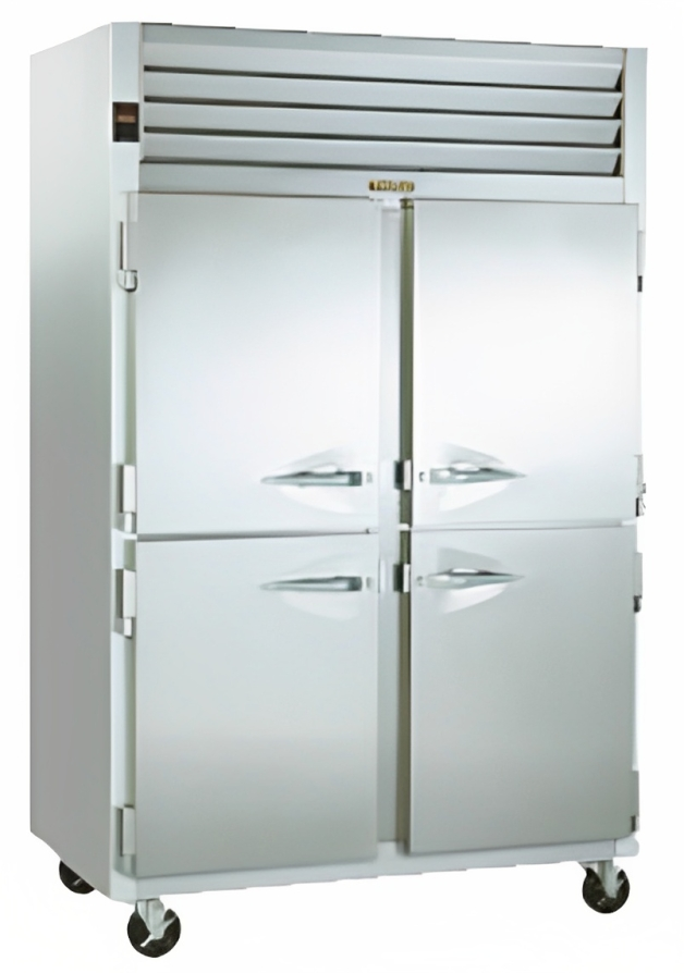 Traulsen G22000 2-Section Left/Right Hinged 4 Solid Half Door Reach-In Freezer 52" - 46 Cu. Ft.