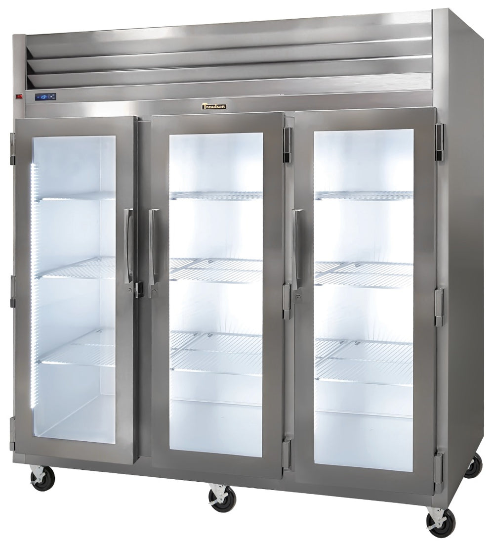 Traulsen G32011 3-Section Left/Left/Right Hinged 3 Glass Door Reach-In Refrigerator 76" - 69.1 Cu. Ft.
