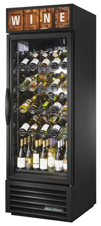 True GDM-23W-HC~TSL01 Black 1 Glass Swing Door Wine Merchandiser Refrigerator 27" - 115v