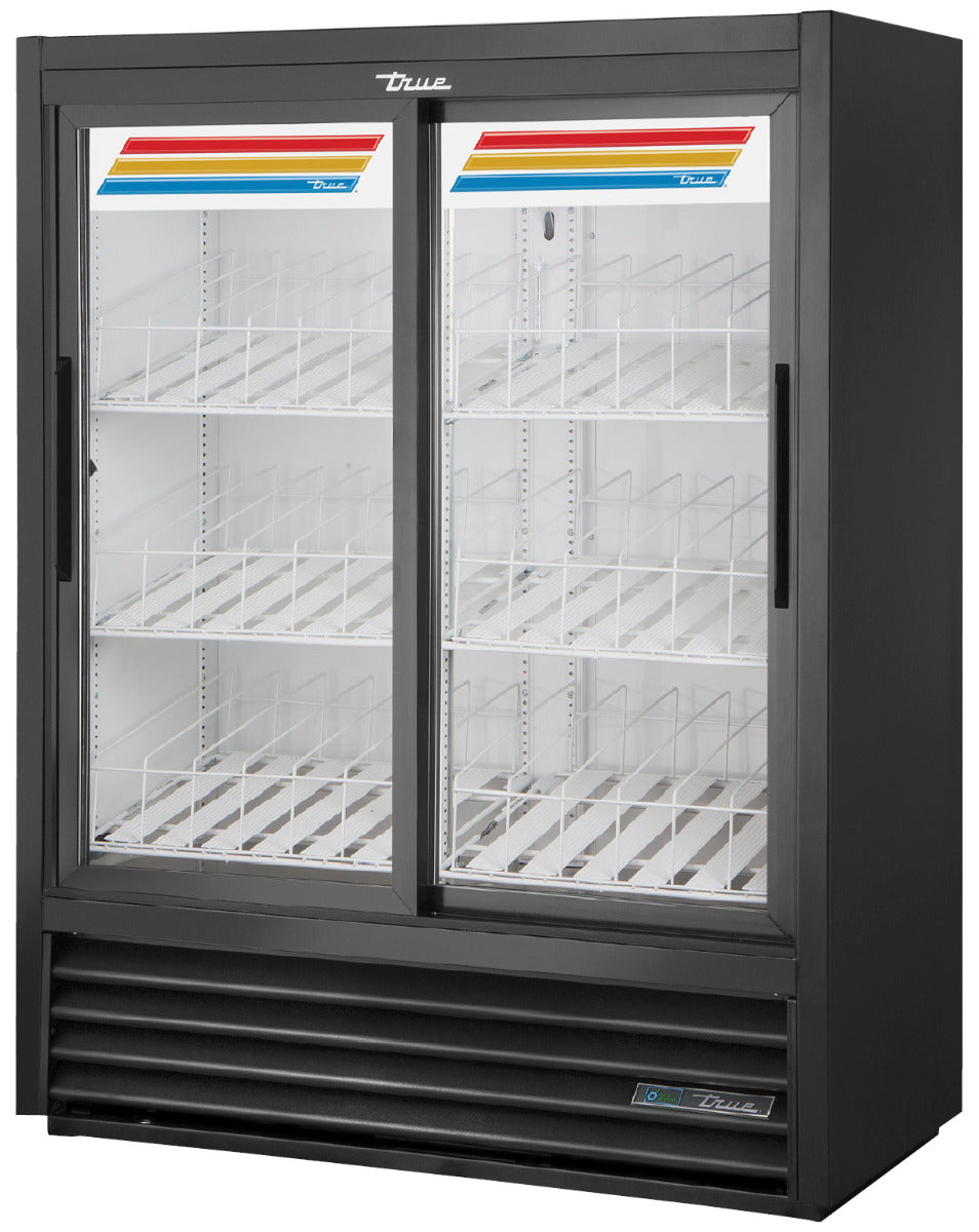 True GDM-41SL-60-HC-LD Black 2 Glass Slide Door Convenience Store Refrigerated Merchandiser 47" x 59"H - 115v