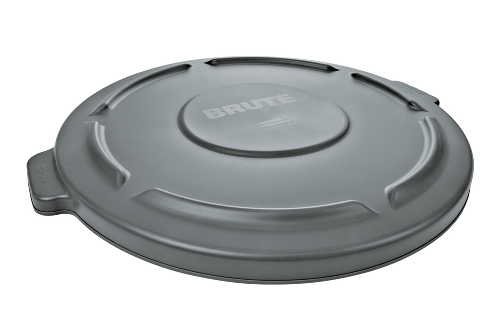Rubbermaid FG265400GRAY BRUTE Self-Draining Round Flat Lid for use with 55-Gallon Container - Gray