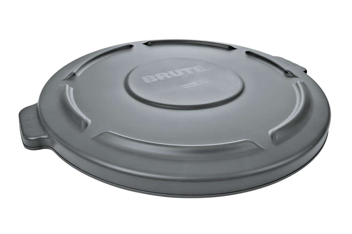 Rubbermaid FG265400GRAY BRUTE Self-Draining Round Flat Lid for use with 55-Gallon Container - Gray