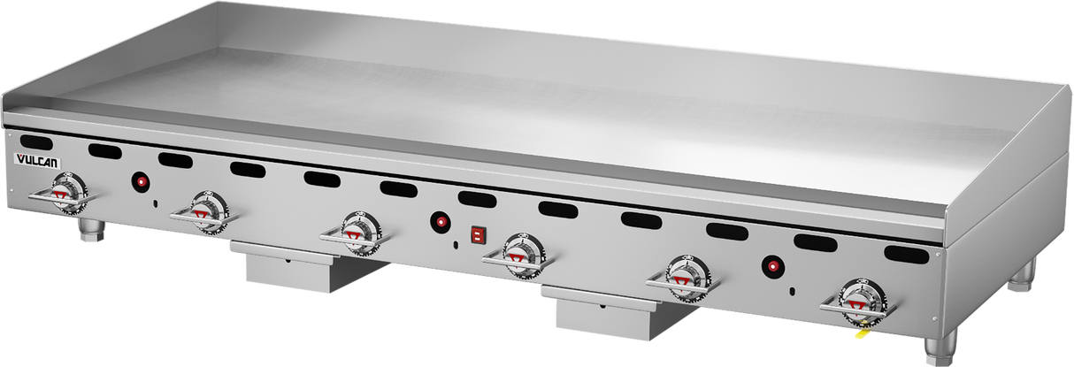 Vulcan 972RX-30 Countertop Heavy Duty Gas Griddle w/ 6 Snap-Action Thermostatic Controls and Extra Deep Plate 72" NG - 162,000 BTU