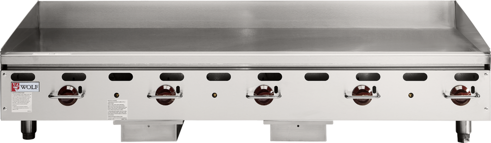 Used Restaurant Equipment - Wolf AGM60-101 Countertop Heavy Duty Natural Gas Griddle w/ 1" Plate & 5 Manual Controls 60" - 135,000 BTU