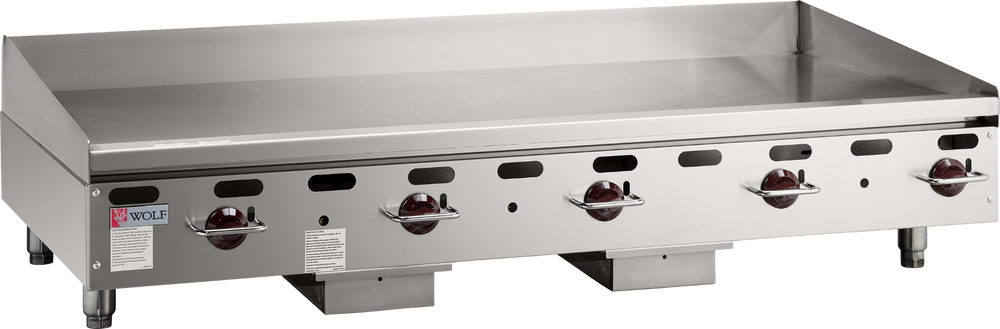 Used Restaurant Equipment - Wolf AGM60-101 Countertop Heavy Duty Natural Gas Griddle w/ 1" Plate & 5 Manual Controls 60" - 135,000 BTU