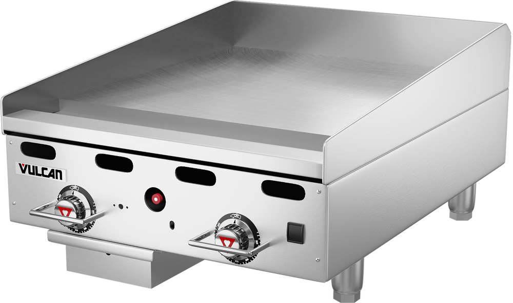 Vulcan MSA24-101 Countertop Natural Gas Griddle w/ 2 Snap Action Thermostatic Controls 24" - 54,000 BTU