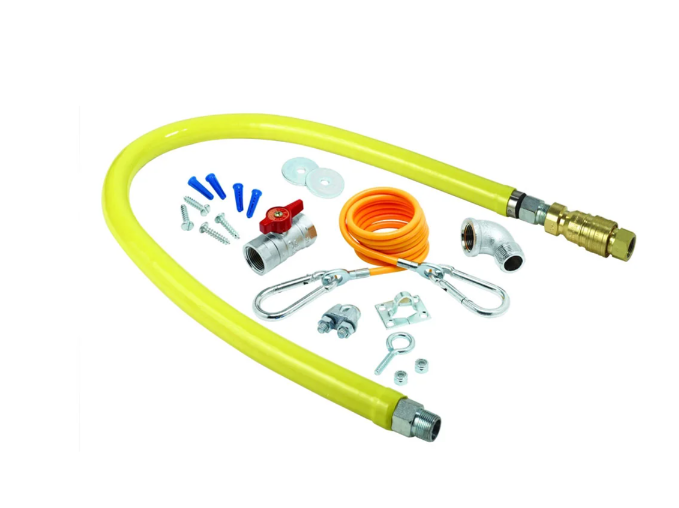 T&S Brass HG-4D-48SK 48" Gas Connector Hose w/ 3/4" Male/Male Couplings, Includes Installation Kit