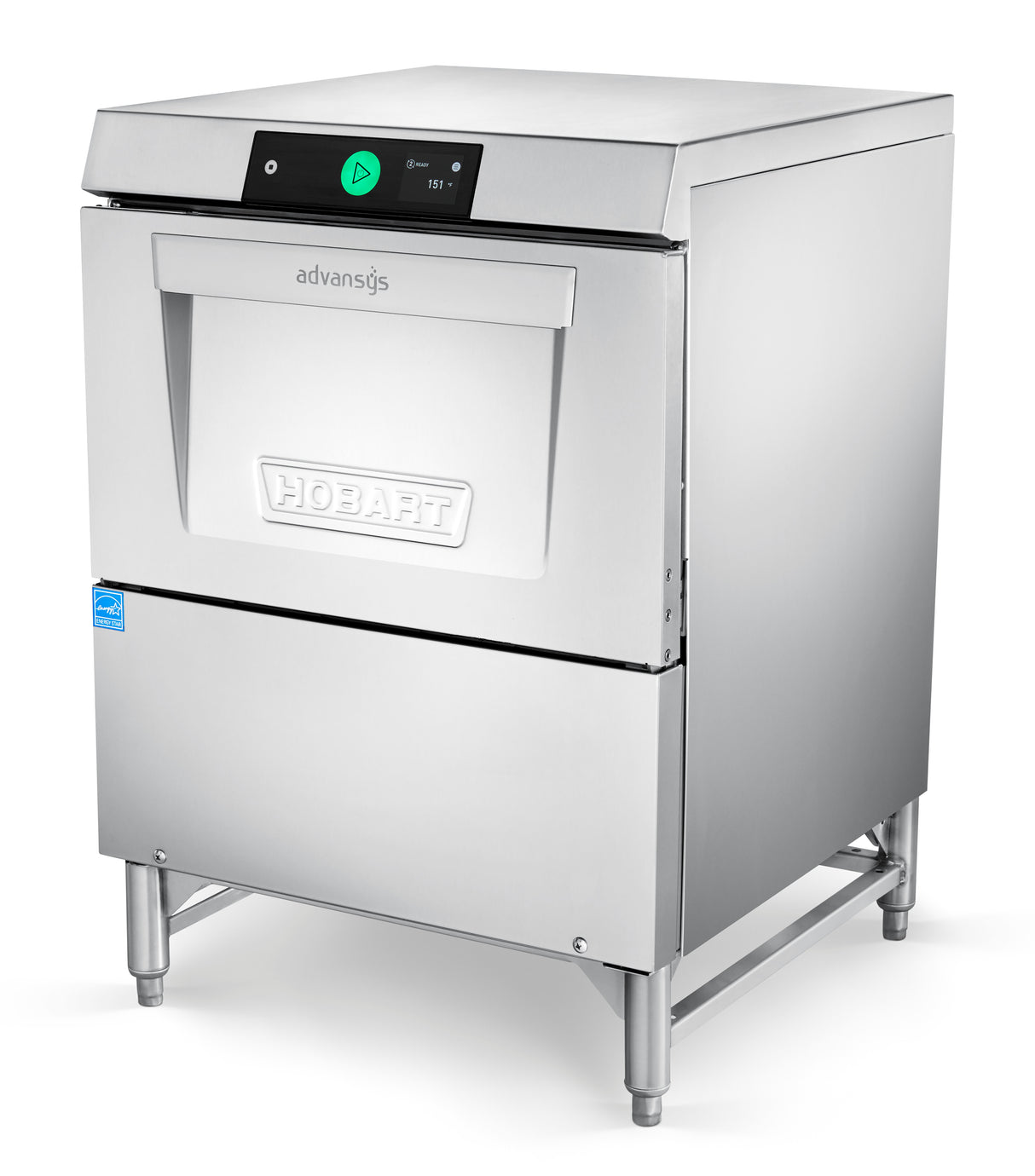 Hobart LXGNPR-2 Advansys low temperature undercounter glasswasher with PuriRinse 38 racks per hour