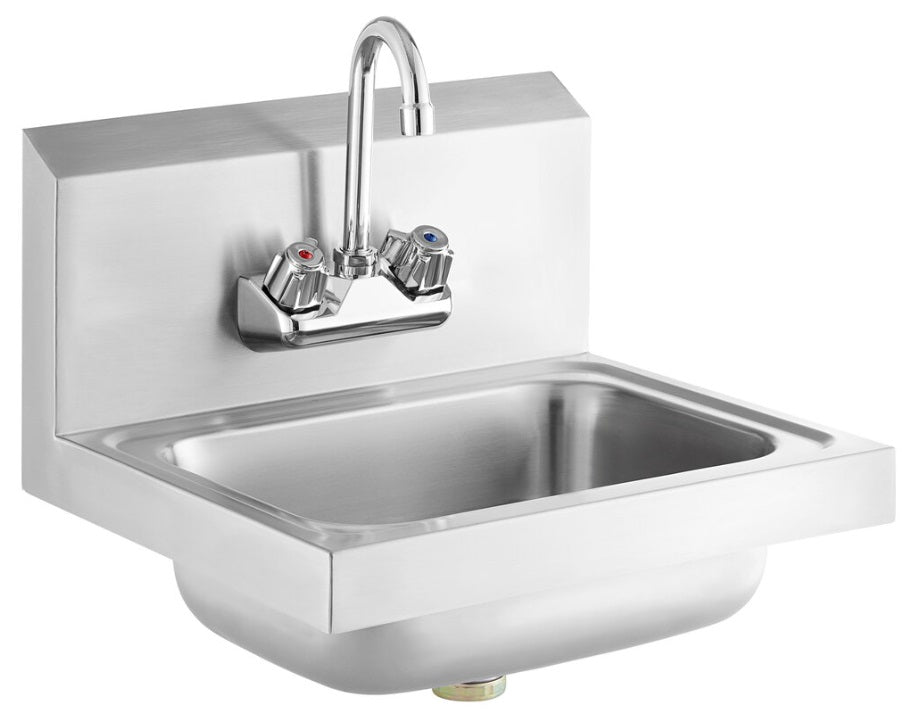 Culitek HS-12 Stainless Steel Wall Mount Hand Sink with Splash Mount Faucet and 8" x 10" x 5" Deep Bowl