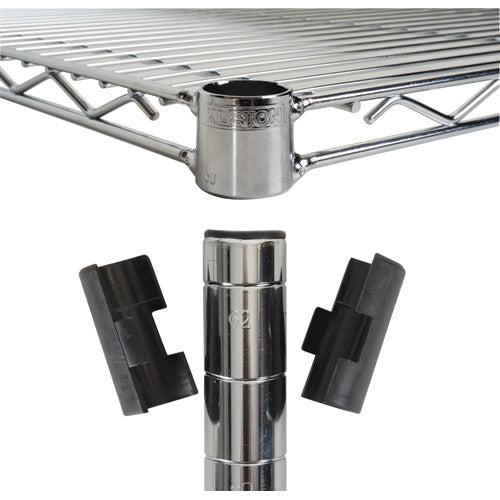 Olympic J9985 Plastic Replacement Split Sleeves For Wire Shelving - Black - 4 pairs/bag