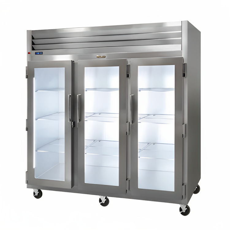 Traulsen G32001 3-Section Left/Left/Right Hinged 6 Glass Half Door Reach-In Refrigerator 76" - 69.1 Cu. Ft.