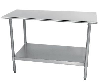 Advance Tabco ELAG-245-X Special Value Stainless Steel Work Table with Adjustable Galvanized Undershelf and Legs 60" x 24"