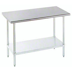 Advance Tabco ELAG-246-X Special Value Stainless Steel Work Table with Adjustable Galvanized Undershelf and Legs 72" x 24"